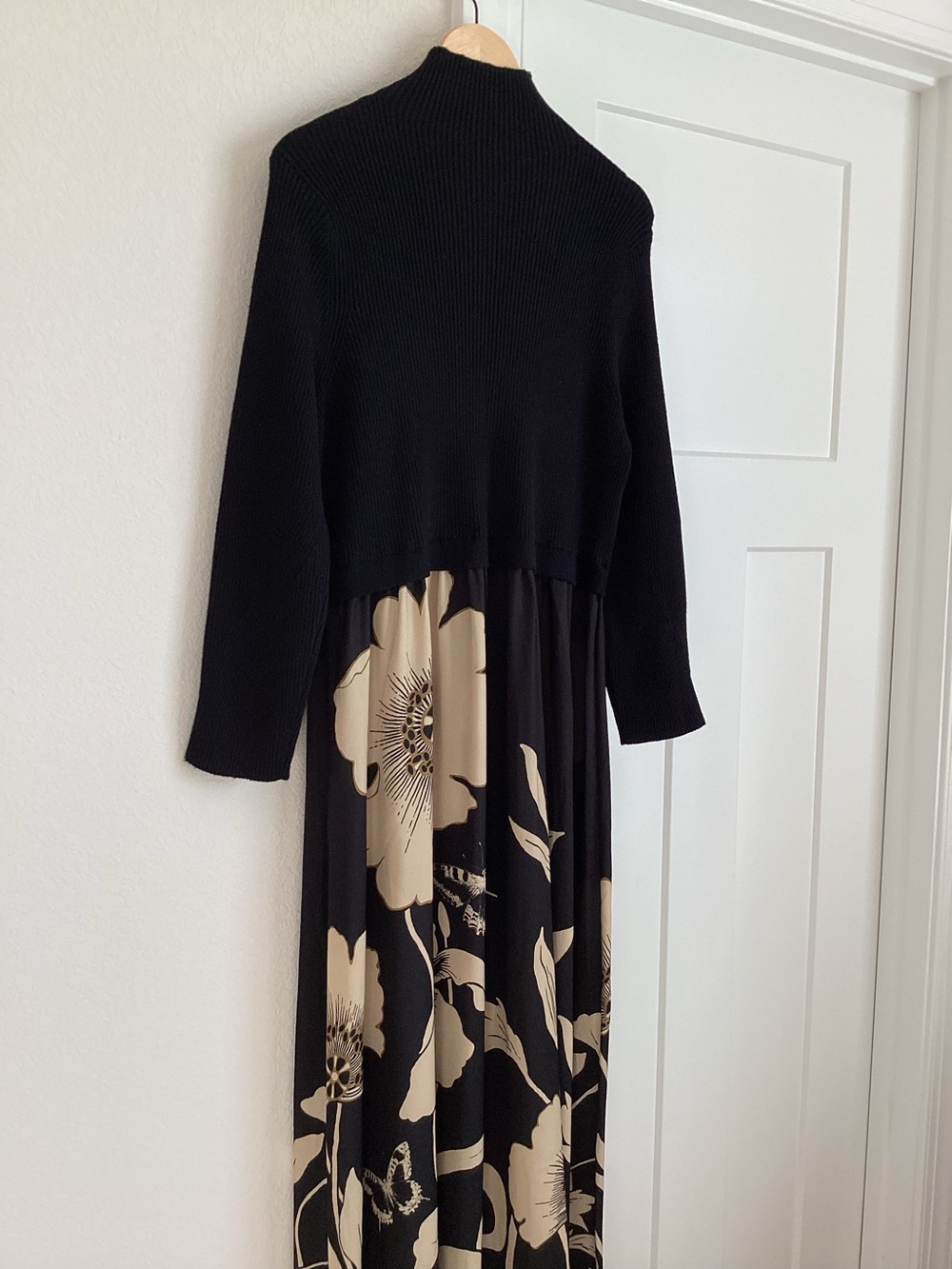 🦋Anthropologie Thea Long Sleeve Twofer Maxi Dress New 2X Butterfly Floral Black - Picture 15 of 16